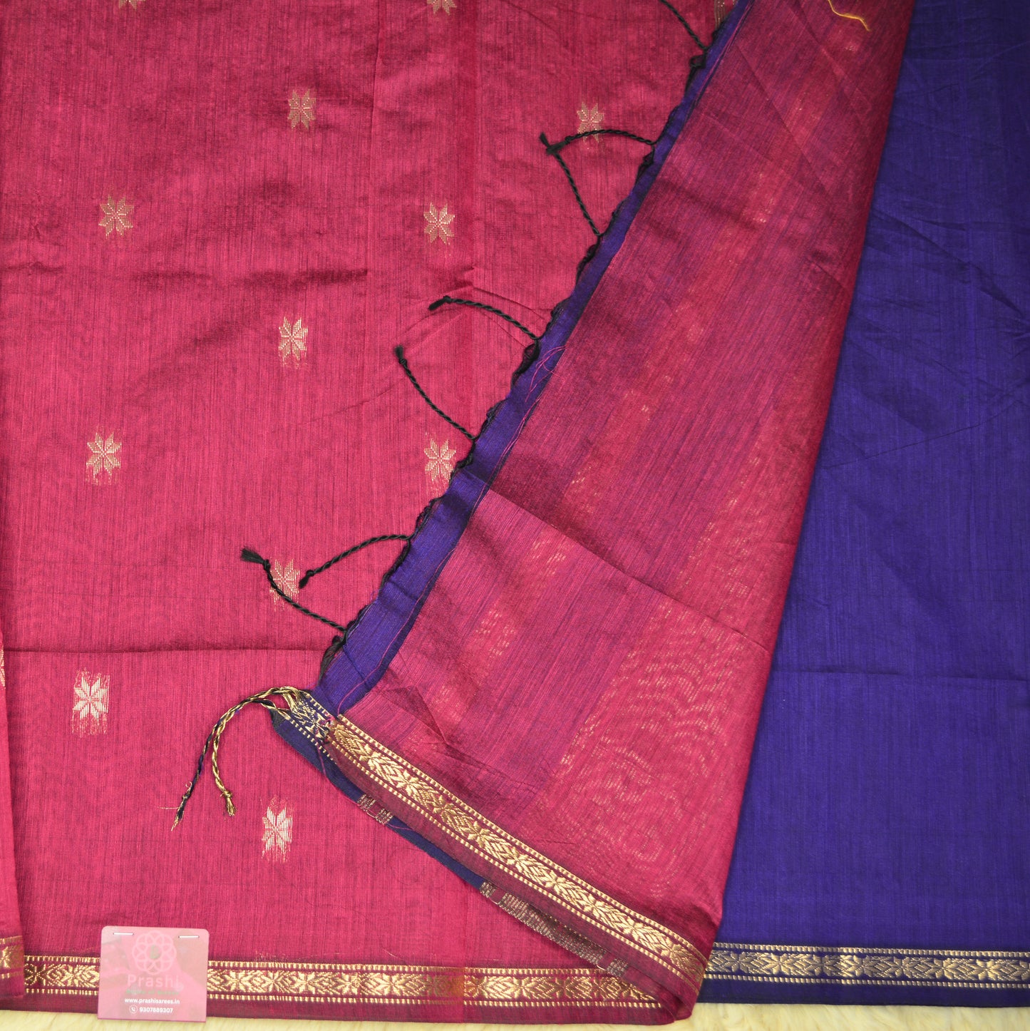 Purple maheshwari silk cotton saree
