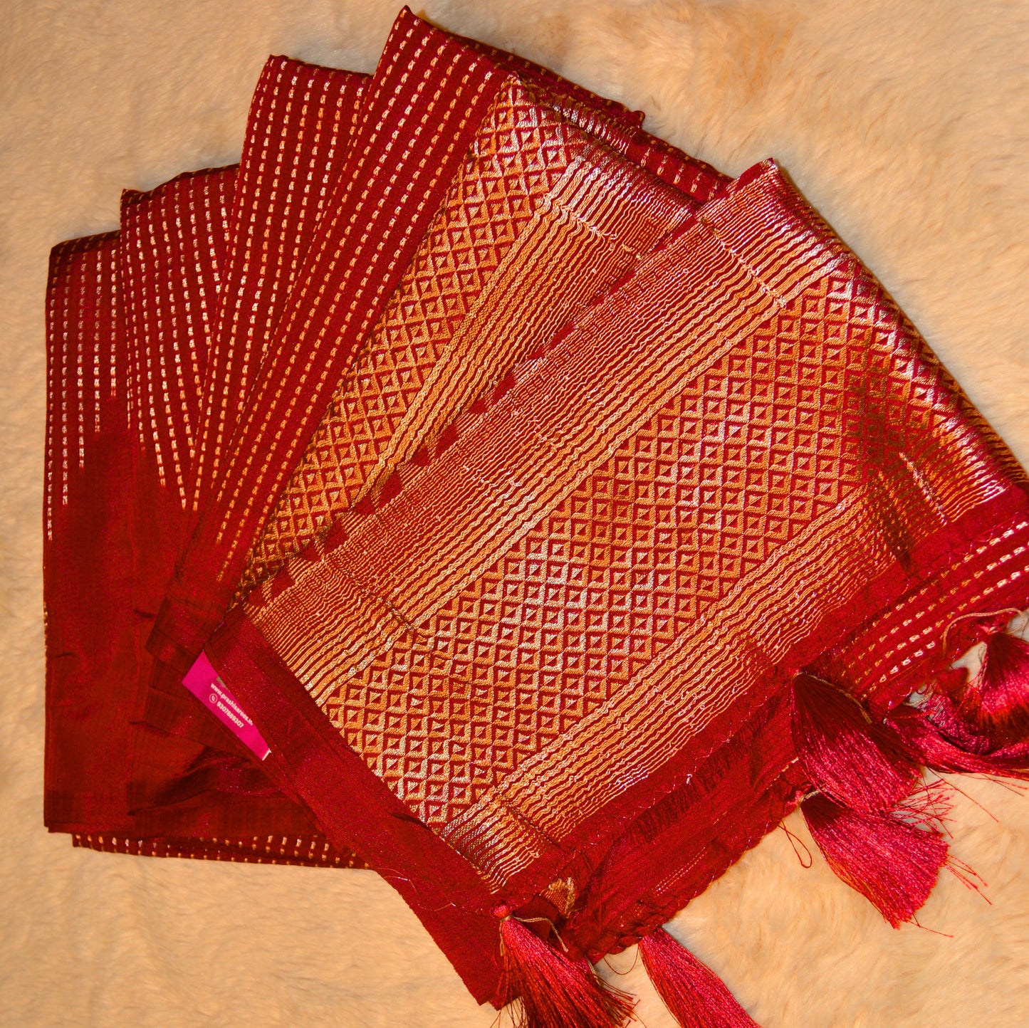 Maroon semi silk saree
