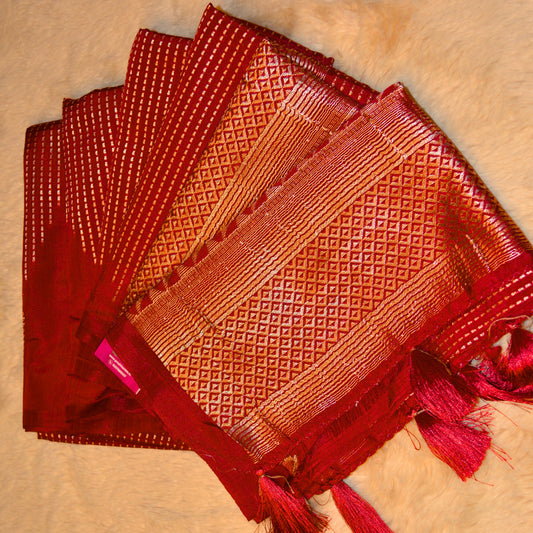 Maroon semi silk saree