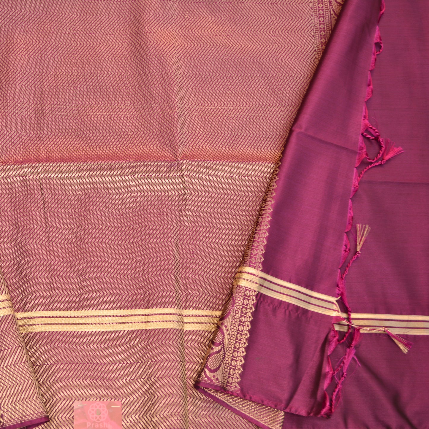 Royal blue semi silk temple butta saree purple contrast