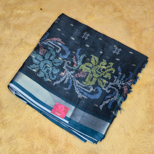 Teal blue kota digital print saree